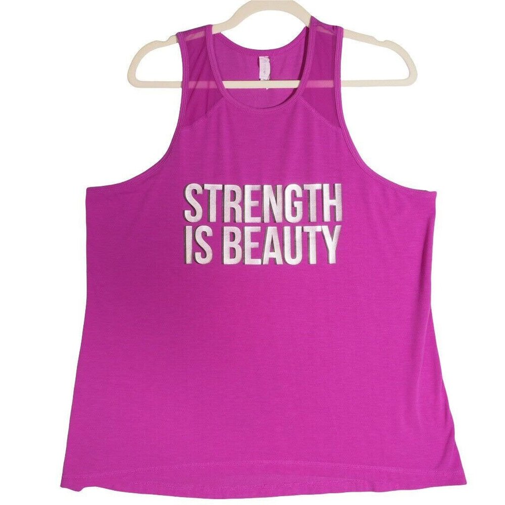Ideology Womens Racerback Tank XL Pink Strength is Beauty